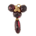 AN ANTIQUE GARNET MOURNING LOCKET BROOCH / PENDANT, 19TH CENTURY in high carat yellow gold, set with