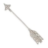 AN ANTIQUE DIAMOND JABOT PIN / BROOCH, CARTIER EARLY 20TH CENTURY in platinum, designed as an arrow,