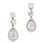 A PAIR OF DIAMOND EARRINGS in 18ct white gold, each set with a pear cut diamond of 0.40 carats