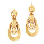 A PAIR OF ANTIQUE VICTORIAN EARRINGS, 19TH CENTURY in yellow gold, each formed of graduated oval