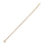 A DIAMOND LINE BRACELET in 14ct yellow gold, comprising a single row of forty-five round cut