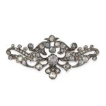 AN ANTIQUE GEORGIAN DIAMOND BROOCH, EARLY 19TH CENTURY in yellow gold and silver, designed with