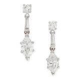 A PAIR OF DIAMOND EARRINGS in 18ct white gold, each set with a marquise cut diamond of 1.04 and 1.02