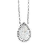 A D COLOUR DIAMOND PENDANT NECKLACE in platinum, set with a central pear cut diamond of 2.30