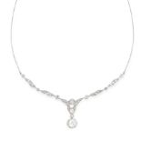 A DIAMOND NECKLACE, EARLY 20TH CENTURY set with a principal old cut diamond of 0.84 carats suspended