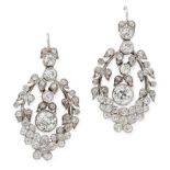 A PAIR OF DIAMOND EARRINGS, EARLY 20TH CENTURY each set with an old round cut diamond of 1.14 and