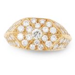 A DIAMOND DRESS RING in 18ct yellow gold, the hexagonal face set with a central round cut diamond