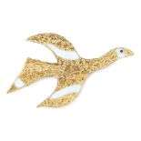 A VINTAGE ENAMEL TITHONOS BROOCH, GEORGES BRAQUE in 18ct yellow gold, designed as a bird, in the