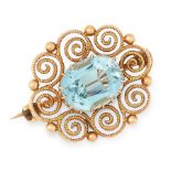 A ZIRCON BROOCH in high carat yellow gold, set with an oval cut zircon of 6.85 carats, within a