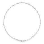 A DIAMOND LINE NECKLACE in 18ct white gold, comprising a single row of one hundred and twenty two