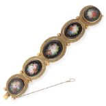 AN ANTIQUE MICROMOSAIC BRACELET, 19TH CENTURY formed of five graduated oval links, each set with a