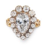 AN ANTIQUE DIAMOND DRESS RING, 19TH CENTURY in 18ct yellow gold and silver, set with a principal
