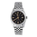 A ROLEX OYSTER PERPETUAL DATEJUST WRIST WATCH in stainless steel, automatic movement, 35mm case,