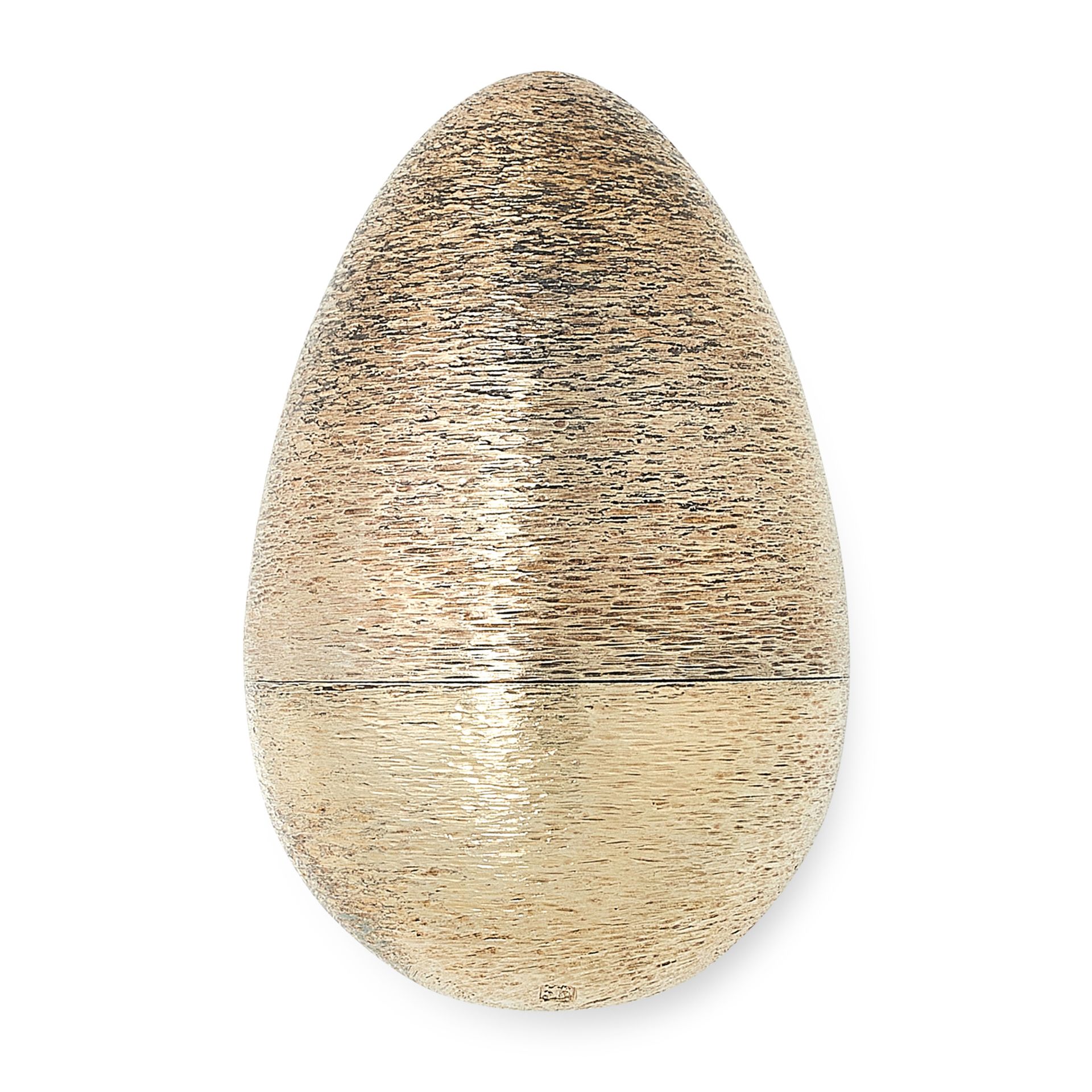 A VINTAGE ENAMEL SURPRISE EGG, STUART DEVLIN 1981 in silver, designed as an egg, the textured