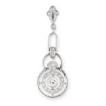 A DIAMOND PENDANT the body formed of overlapping circular motifs, set with round cut diamonds,
