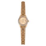 A ROLEX OYSTER PERPETUAL DATEJUST DIAMOND WRIST WATCH in 18ct yellow gold, automatic movement,