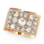 A RETRO DIAMOND DRESS RING CIRCA 1940 in 18ct yellow gold, the face set with a cluster of old and
