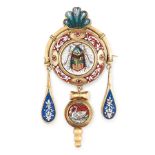 AN ANTIQUE MICROMOSAIC BROOCH, 19TH CENTURY in high carat yellow gold, the circular body with