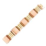 A RETRO FANCY LINK TANK BRACELET in yellow and rose gold, comprising alternating rectangular and