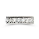 A DIAMOND ETERNITY RING comprising a single row of round cut diamonds totalling 1.3-1.6 carats,