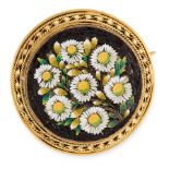 AN ANTIQUE MICROMOSAIC BROOCH, 19TH CENTURY in high carat yellow gold, of circular design, with