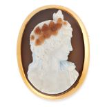 AN ANTIQUE CAMEO BROOCH, 19TH CENTURY in 18ct yellow gold, set with an oval carved agate cameo,