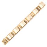 A RETRO FANCY LINK BRACELET, CIRCA 1945 in 18ct yellow gold, formed of alternating bevelled and