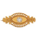 AN ANTIQUE DIAMOND BROOCH, LATE 19TH CENTURY in 15ct yellow gold, the oval face set with a cluster