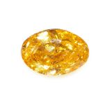 A FANCY INTENSE ORANGE-YELLOW DIAMOND unmounted, of oval modified brilliant cut, weighing 1.02