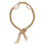 A VINTAGE DIAMOND NECKLACE, CIRCA 1970 in 18ct yellow gold, formed of a trio of fancy link chains