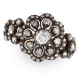AN ANTIQUE DIAMOND FLEXIBLE RING, DUTCH in yellow gold and silver, set with clusters of rose cut