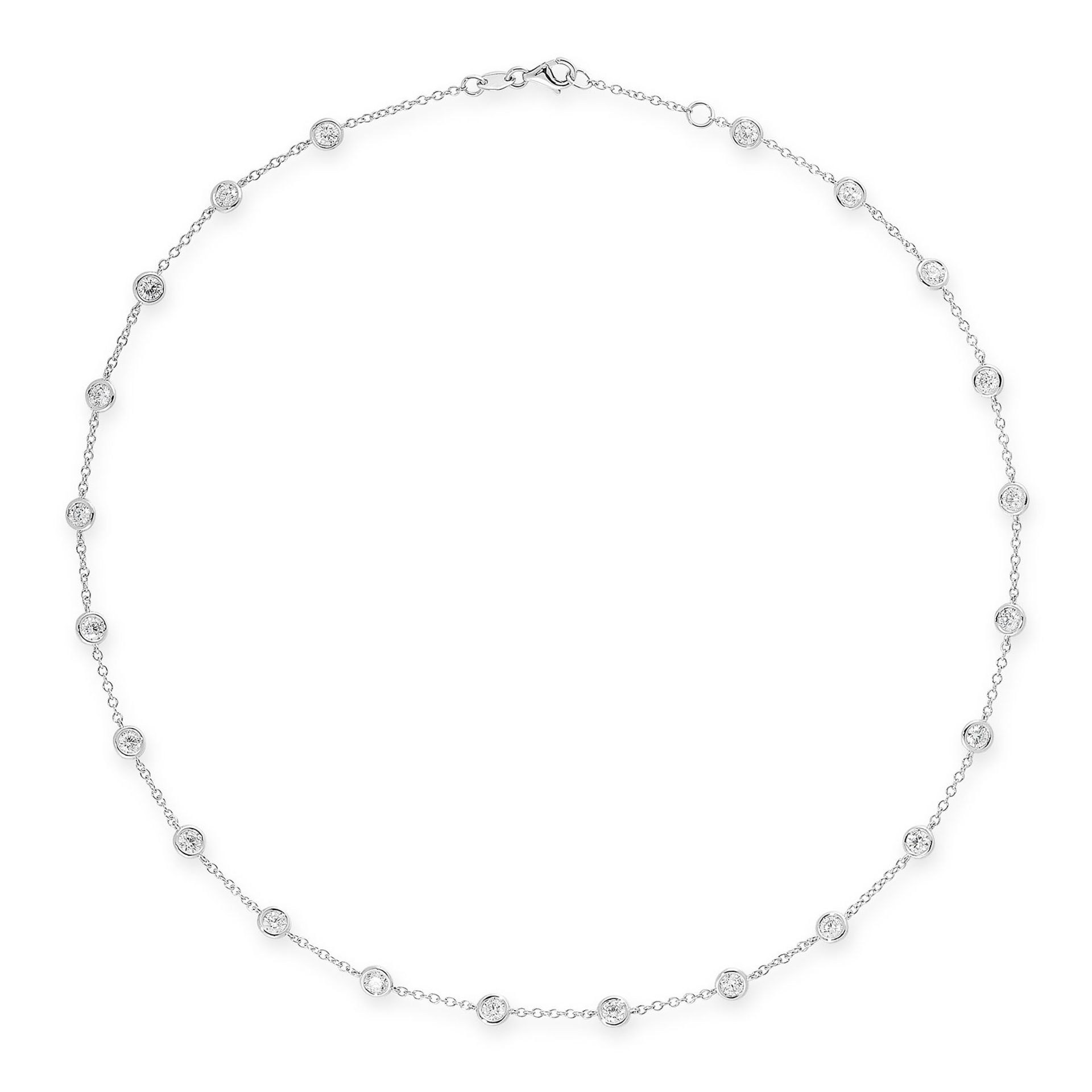 A DIAMOND NECKLACE in 18ct white gold, in the manner of Tiffany & Co Diamond by the Yard, set with