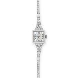 AN ART DECO DIAMOND COCKTAIL WATCH, MOVADO set with European cut diamonds to the bracelet and