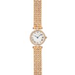 A DIAMOND VENDOME WATCH, CARTIER in 18ct yellow gold, with round cut diamond set bezel, on