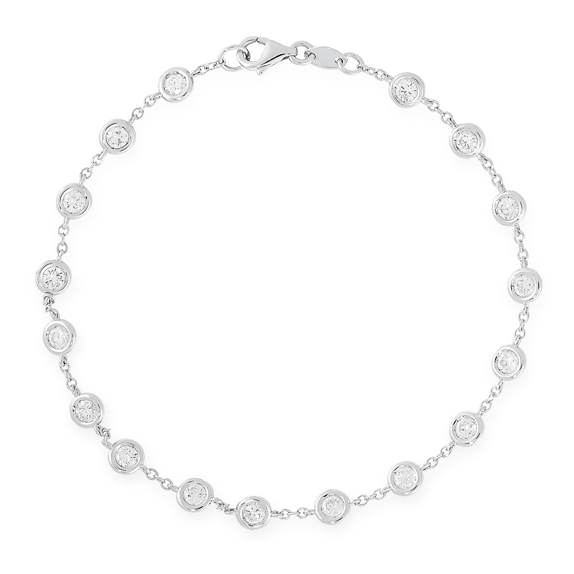 A DIAMOND BRACELET in 18ct white gold, in the manner of Tiffany & Co Diamond by the Yard, set with