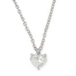 A DIAMOND PENDANT AND CHAIN in 18ct white gold, set with a heart cut diamond of 0.94 carats on a
