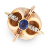 A SAPPHIRE AND DIAMOND DRESS RING, RUDOLF FELDMANN in 14ct yellow gold, comprising an articulated