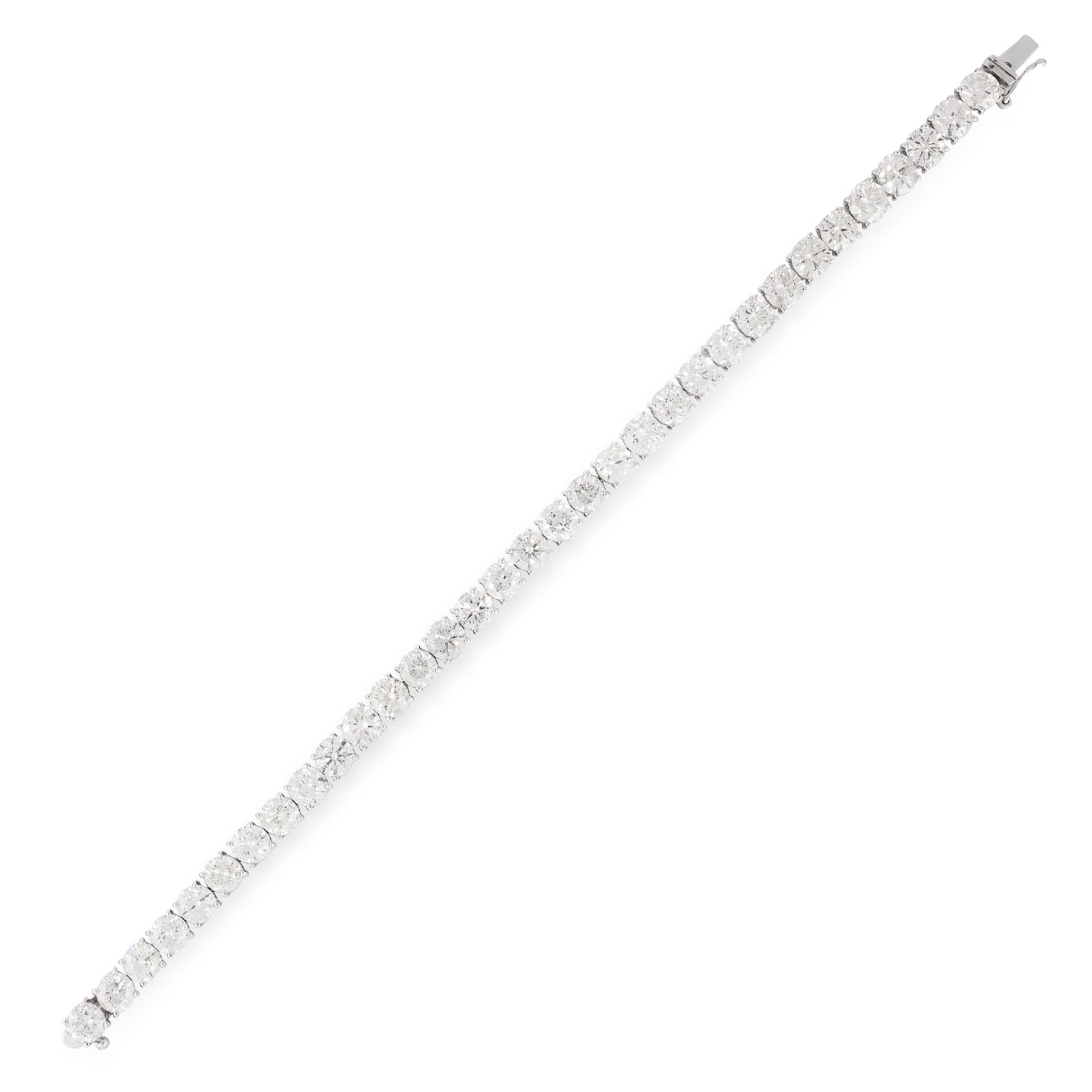A 16.28 CARAT DIAMOND LINE BRACELET in 18ct white gold, set with a single row of thirty three