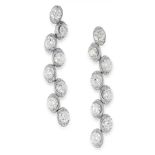 A PAIR OF DIAMOND DROP EARRINGS in 18ct white gold, each formed of a row of eight oval links, set