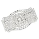 A VINTAGE DIAMOND BROOCH in 18ct white gold, in Art Deco bow form, set with old and round cut