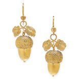 A PAIR OF ANTIQUE ACORN EARRINGS, 19TH CENTURY in yellow gold, each designed as an acorn,