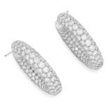A PAIR OF DIAMOND HOOP EARRINGS in 18ct white gold, each designed as a full hoop jewelled allover