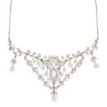AN ANTIQUE DIAMOND FRINGE NECKLACE, CIRCA 1900 in yellow gold and platinum, designed as a fringe