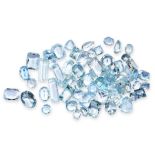 A MIXED LOT OF UNMOUNTED AQUAMARINES of various shapes and cuts, totalling 48.52 carats.