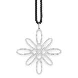 A DIAMOND PENDANT AND CHAIN, TIFFANY & CO in 18ct white gold, the pendant formed as a flower motif