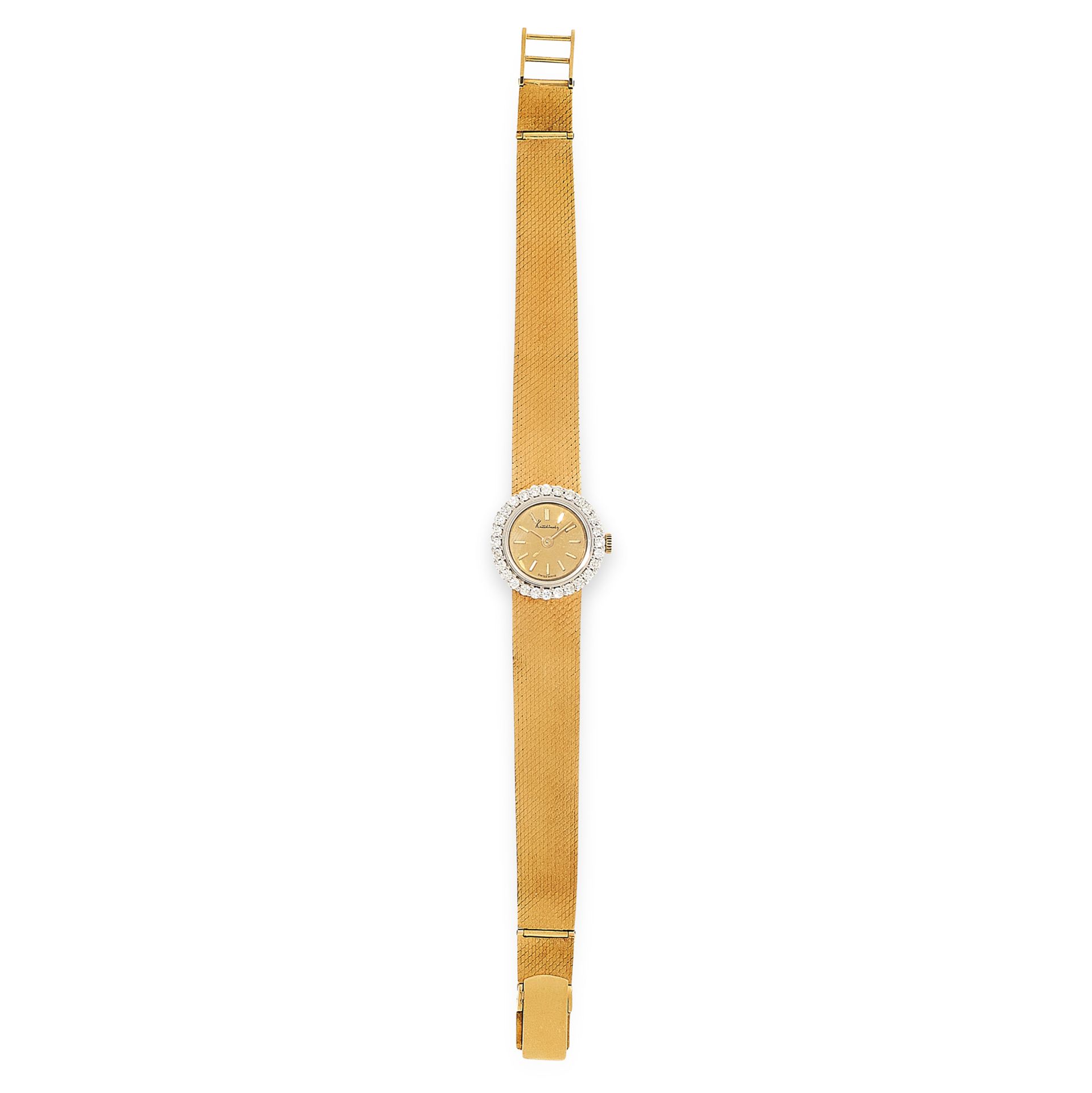 A VINTAGE DIAMOND WRIST WATCH, KUTCHINSKY 1971 in 18ct yellow gold, the circular face within a - Bild 2 aus 2