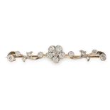 AN ANTIQUE DIAMOND BROOCH, 19TH CENTURY in yellow gold and silver, designed as a flower set with a