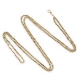 AN ANTIQUE FANCY LINK GUARD CHAIN NECKLACE, 19TH CENTURY in yellow gold comprising a row of curbed