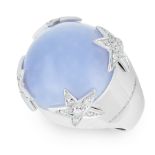 A CHALCEDONY AND DIAMOND RING, MARGHERITA BURGENER in 18ct white gold, set with a blue chalcedony