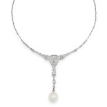 AN IMPORTANT NATURAL PEARL AND DIAMOND NECKLACE, TIFFANY & CO, CIRCA 1930 in platinum, set with a